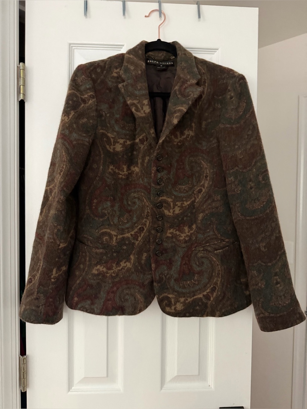 Vintage Y2K Ralph Lauren Union Label black label Paisley 100% Lambs Wool Blazer